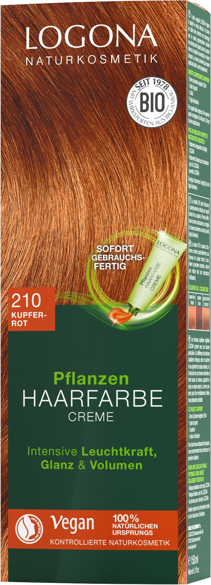 Pflanzen-Haarfarbe Creme 210 Kupferrot | | Logona Haarfarben